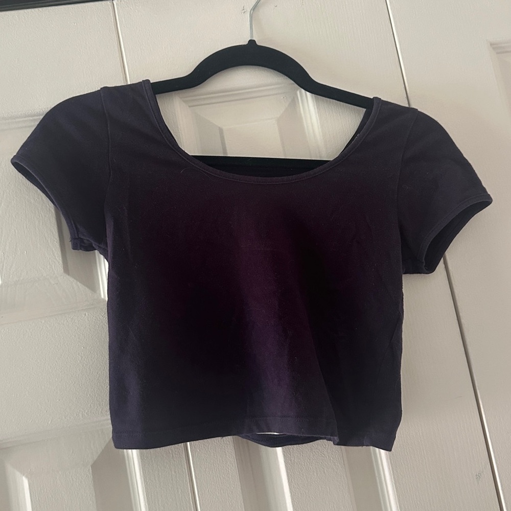 Women’s Navy Blue Cropped Open Back Shirt
